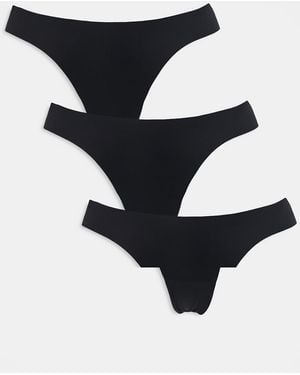 ONLY 3 Pack Brazilian Brief With Lace Detail - Black