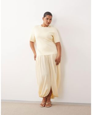 ARRANGE Curve Knit Short Sleeve Hybrid Midi Dress - Metallic