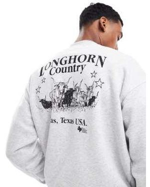 Cotton On Cotton on - sweat coupe carrée à imprimé country star - chiné - Blanc