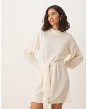 Glamorous Belted Mini Jumper Dress - Natural