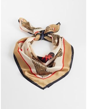 Accessorize Vierkante Satijnen Sjaal Met Luipaard- En Zonneprint - Roze