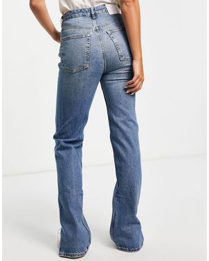 Pull&Bear Tall 90s Straight Leg Jean With Split Hem - Blue