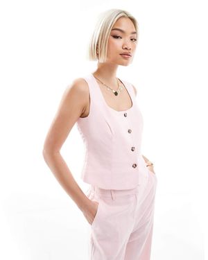 New Look Co-ord Linen Square Neck Waistcoat - Pink