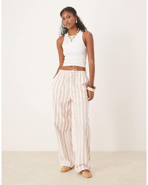 ASOS – gestreifte, schmal zulaufende schlupfhose - Natur