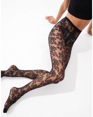 ASOS Floral Lace Tights - Brown