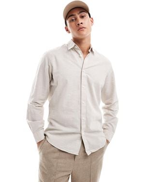SELECTED Long Sleeve Linen Mix Shirt - Natural