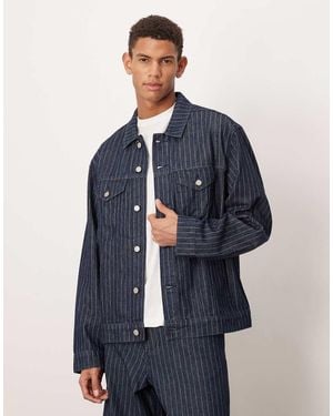 ASOS Chaqueta Vaquera A Rayas Con Lavado Crudo De (Parte De Un Conjunto)-Azul