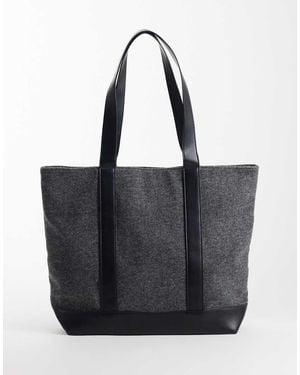 ASOS Felt Tote Bag With Faux Leather Straps - Black