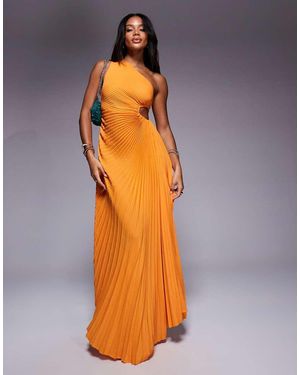 Aria Cove Pleated One Shoulder Cut Out Maxi Dress - Orange