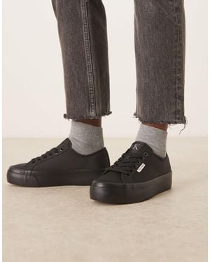 Calvin Klein Flatform Lace Up Sneakers - Black