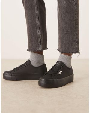 Calvin Klein Flatform Lace Up Sneakers - Black