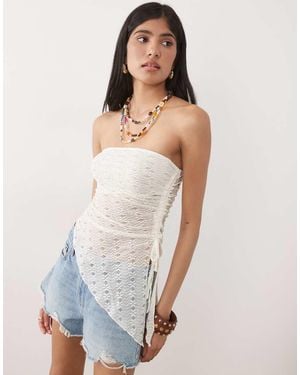 New Look Bandeau-Top Van Kant Met Asymmetrische Zoom - Wit