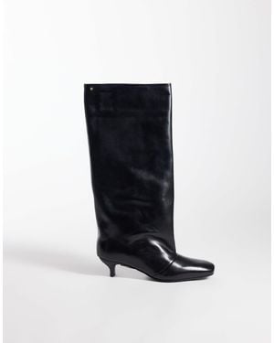 Bronx Lill-y Kitten Heel Knee Boots - Black