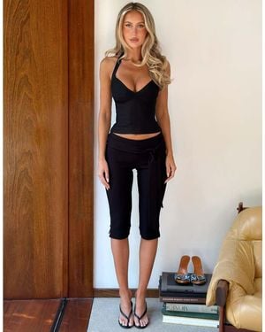 Tiger Mist X Em Venz Pilar Capri Coordinati Neri Con Dettaglio Drappeggiato E Allacciatura - Neutro