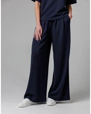 French Connection Luxe Wide Leg Draped Trouser - Blue