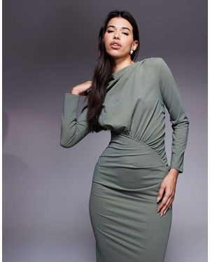 DASKA Ruched Maxi Dress - Grey