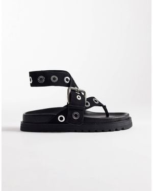 ASOS Francoise Eyelet Flatform Sandal - Black