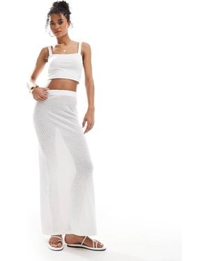 4th & Reckless Crochet Maxi Beach Skirt Co-ord - White