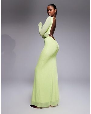 AFRM Talmo Long Sleeve Boatneck Maxi Dress With Open Back Detail - Multicolour