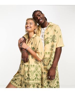 Reclaimed Vintage Unisex Printed Viscose Shirt - Part Of A Set - Metallic