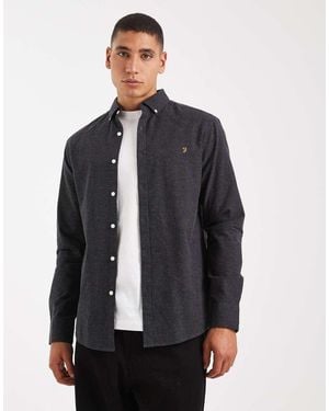 Farah Camisa Gris Carbón De Manga Larga Steen De - Azul