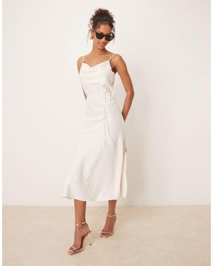 Y.A.S Satin Cami Midi Dress - Natural