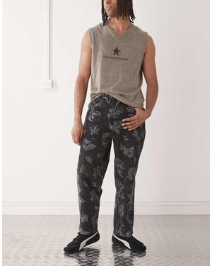 Santa Cruz Big Rose Printed Denim Jeans - Natural