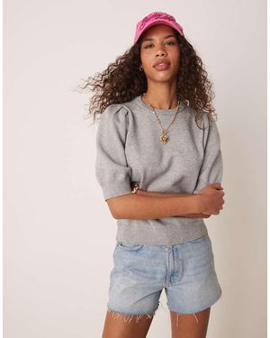 Gina Tricot Gebreide Sweater Met Korte Pofmouwen - Grijs
