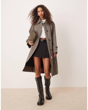 Barbour Nadine Checked Long Jacket - Natural