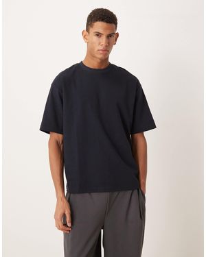 SELECTED – kastiges oversize-t-shirt aus 100% baumwolle - Schwarz