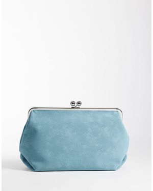 ASOS Velvet Touch Oversized Frame Clutch Bag - Blue