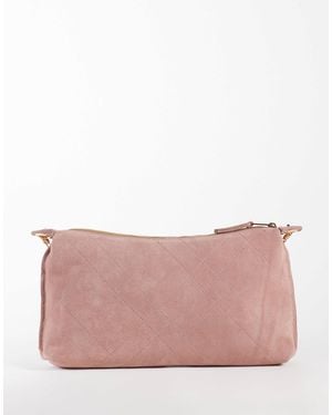 Mango 100% Leather Suede Shoulder Bag With Chain Strap - Pink