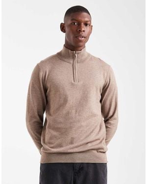 Threadbare 1/4 Zip Knitted Jumper - Natural