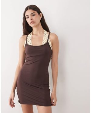 ASOS Yellow Contrast Polka Dot Halter Mini Dress - Purple