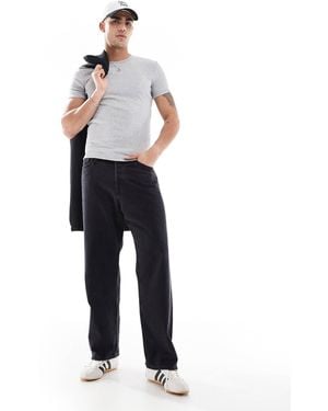 Bershka Slim Fit Rib T-shirt - Blue