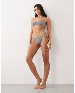 Candypants Gingham Print Tieside Bikini Bottom - Natural