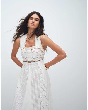 TOPSHOP Cutwork Broderie Mixed Trapeze Maxi Dress - White