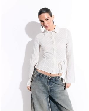 Weekday Shirt With Tie Sleeve Detail - White
