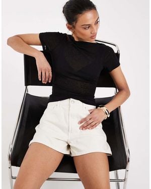 ASOS High Waist Denim Shorts - Black