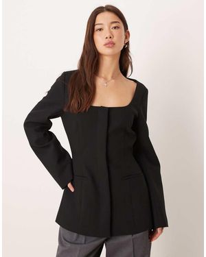 ASOS exaggerated Square Neck Blazer - Black