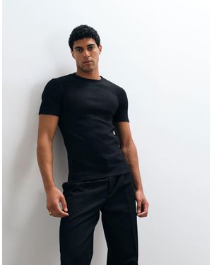ASOS T-shirt moulant en maille côtelée élégante - Noir