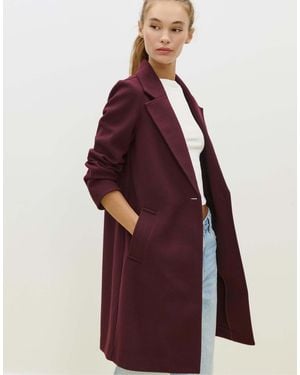 Stradivarius Midi-mantel mit weicher haptik und knopfleiste - Rot