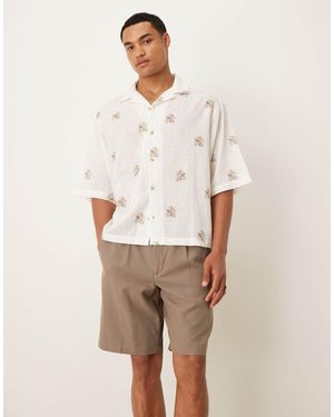 Mango Cotton Blend Pleat Detail Short - White