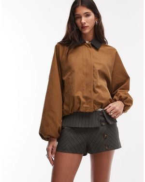 Motel Wamuka Tailored Pinstriped Mini Shorts - Brown