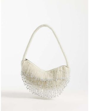 ASOS Bolso De Hombro Con Flecos Colgantes-Blanco