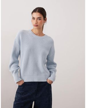 JJXX Jersey Azul Claro Acanalado Con Cuello Redondo De - Gris