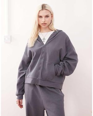 Collusion Felpa Squadrata Oversize Con Cappuccio Color Antracite - Blu
