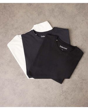 SELECTED Heavyweight Regular Fit 3 Pack T-shirts - Multicolour