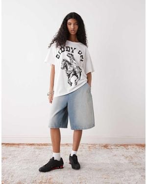 Wrangler X Lainey Wilson Giddy Up Western Print Oversized T-shirt - White