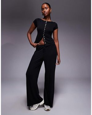 Princess Polly Gavrielle Wide Leg Drawstring Trousers Co-ord - Blue